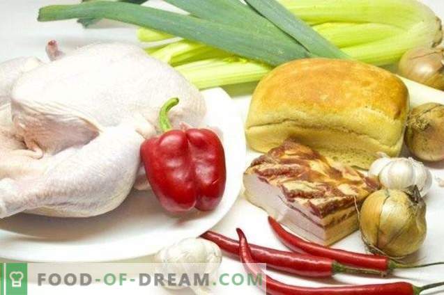 Pollo relleno con verduras y panceta