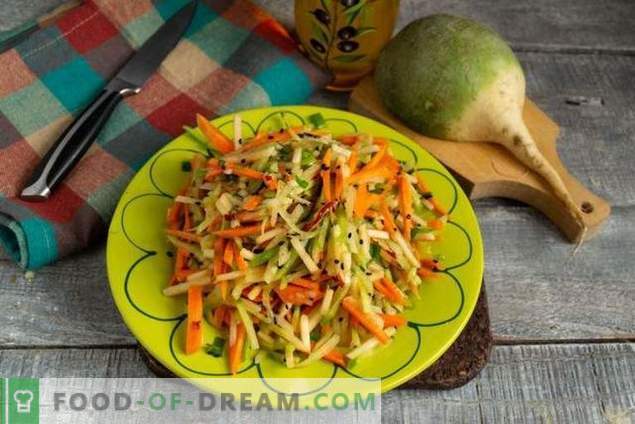 Ensalada saludable de rábano verde con zanahorias