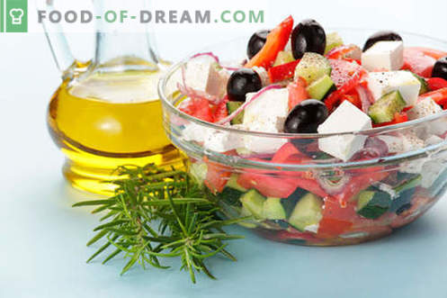 Ensaladas con aceite de oliva - una selección de las mejores recetas. Cómo preparar de forma adecuada y deliciosa las ensaladas con aceite de oliva.