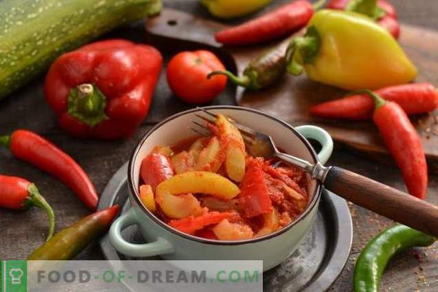 Guisos de calabacín con tomates y pimientos