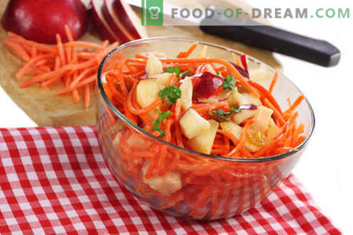Ensalada de zanahoria y manzana - las mejores recetas. Cómo preparar adecuadamente y una sabrosa ensalada de zanahorias y manzanas.