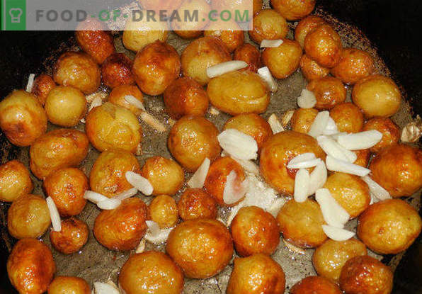 Cómo freír papas en una sartén con una corteza dorada, cebollas, carne, champiñones
