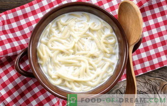 Delicioso desayuno - sopa de leche con pasta. Recetas sencillas y originales de sopa de leche con fideos y no solo