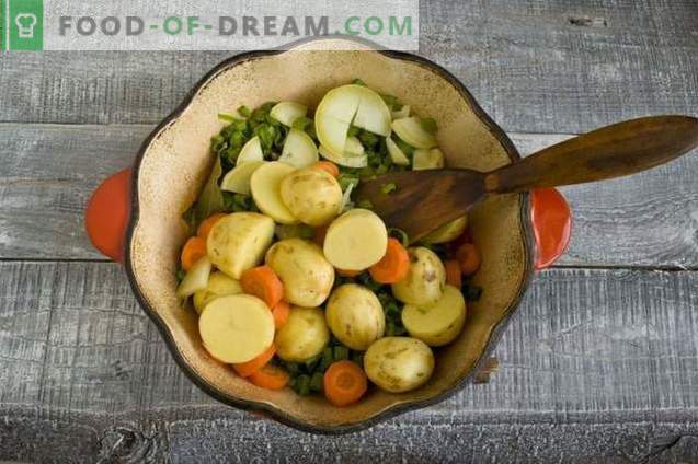 Sopa de gulash de pollo con papas nuevas y cebollas verdes