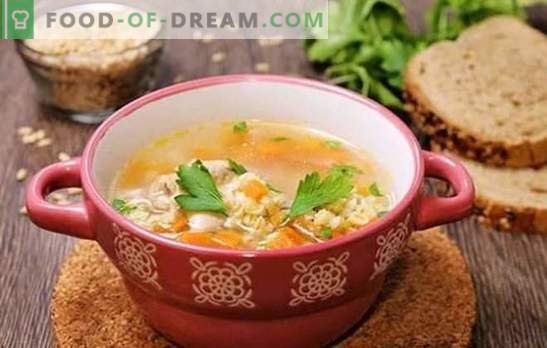 Caldo de pollo Perla Cebada: rico sabor de los alimentos nutritivos. Recetas de sopas, sopas y pepinillos en caldo de pollo con cebada