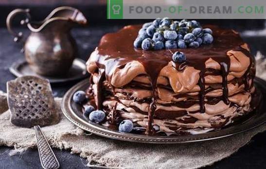 Pastel de panqueques de chocolate: ¡una delicia! Recetas de tortitas de chocolate sencillas y festivas con diferentes cremas