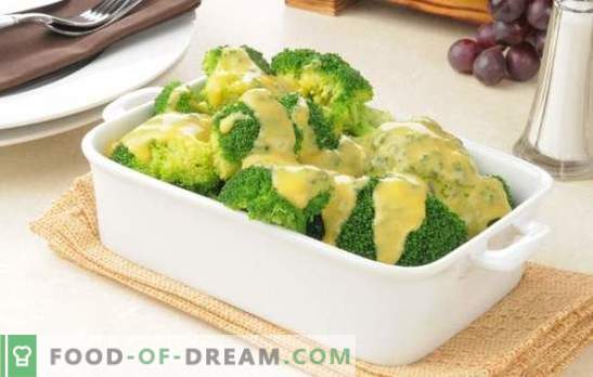 Brócoli en salsa cremosa con nuez moscada, queso, champiñones. Recetas de brócoli hervido y al horno en salsa de crema