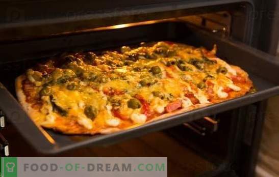 La receta de pizza en el horno es un plato favorito en casa. Recetas de pizza en el horno: con queso, champiñones, jamón, mariscos