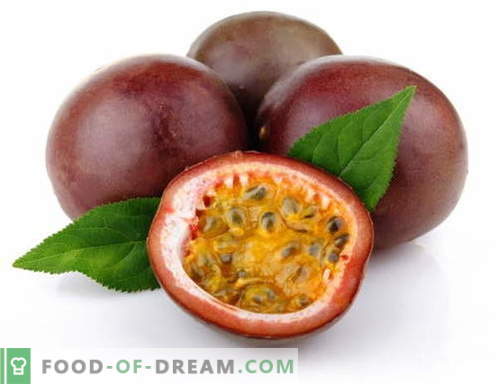 Fruta de la pasión - descripción, propiedades útiles, uso en la cocina. Recetas con fruta de la pasión.