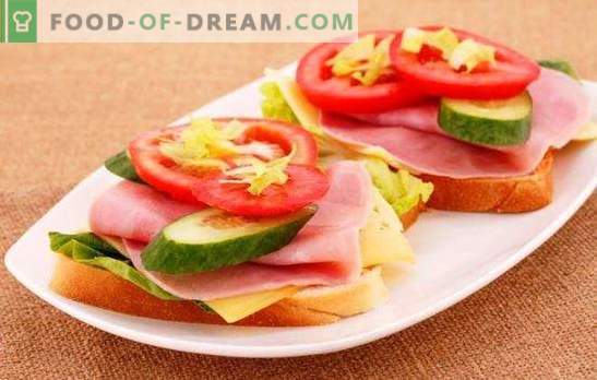 Sándwiches con salchicha, queso y tomates - ¡elemental y elegante! Una selección de deliciosos sándwiches con salchicha, queso y tomates