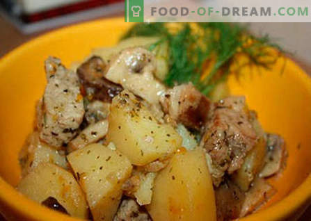 Patatas con carne y champiñones - las mejores recetas. Cómo cocinar correctamente y sabroso las patatas con carne y champiñones.
