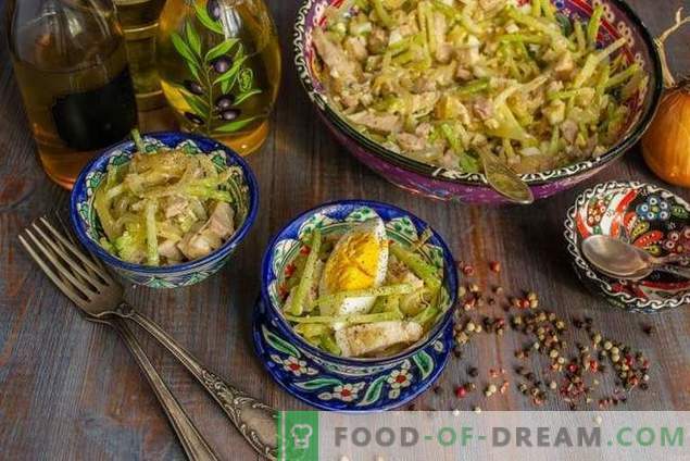Ensalada picante de Uzbekistán con carne y rábano verde
