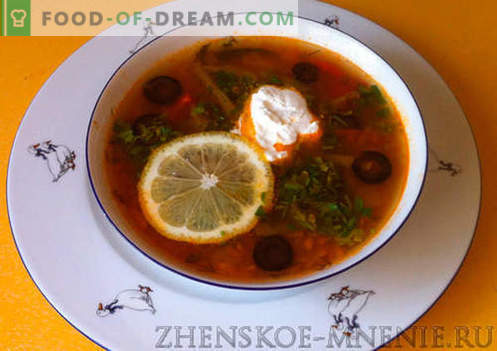 Solyanka soup team: una receta con fotos y descripción paso a paso