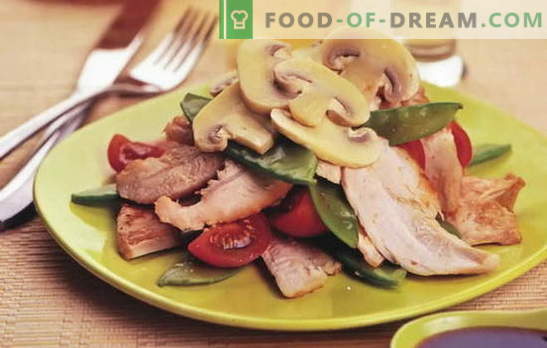 Ensalada con pollo en escabeche - ¡aún más sabor y sabor! Las mejores recetas para ensaladas con pollo en escabeche: simple y puff