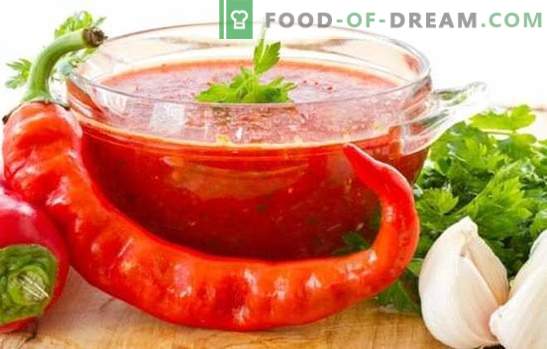 Adjika de tomates y ajo para el invierno: un tema candente de las preparaciones caseras. 7 mejores recetas adjika de tomates y ajo para el invierno