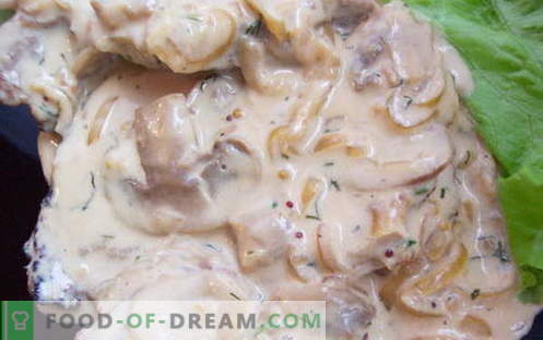 Creamsås med svampar - de bästa recepten. Hur till ordentlig och välsmakande kokad krämig sås med svamp.