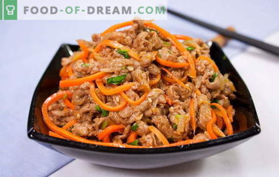Carne, ¡no solo los coreanos aman! Las mejores opciones para aperitivos heh con carne y pepinos, zanahorias, repollo, berenjena, papas