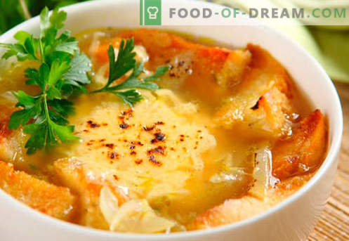 Sopa de cebolla francesa - recetas probadas. Cómo cocinar correctamente y sabroso la sopa de cebolla francesa.