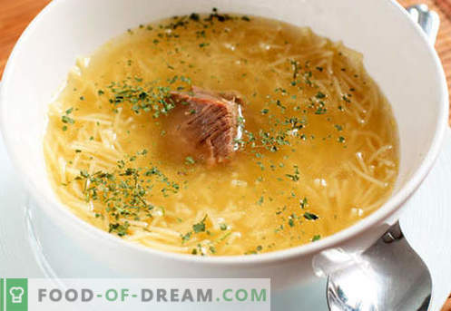 Sopa de fideos - Recetas probadas. Cómo cocinar correctamente y sabrosa la sopa con pasta.