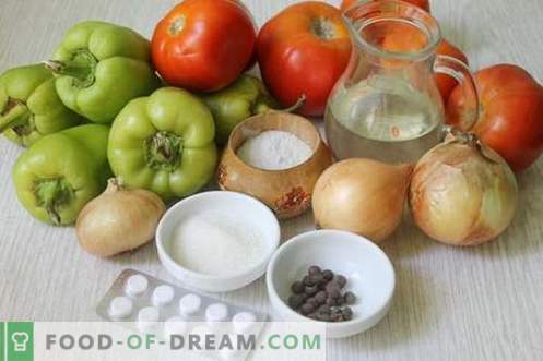 Ensalada para el invierno de pimientos y tomates con aspirina - un método ideal para envasar