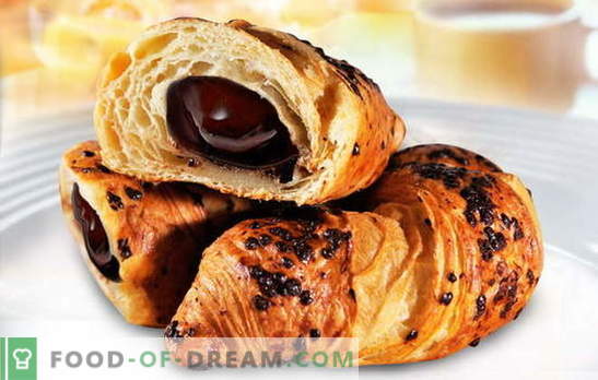 Croissants con chocolate - ¡todas las mañanas serán buenas! Las mejores recetas para croissants con chocolate de masa casera y comprada