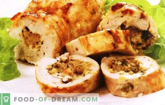 Rollitos de pollo con champiñones y queso - deberías probar. Quiere sorprender - cocinar rollos de pollo con champiñones y queso