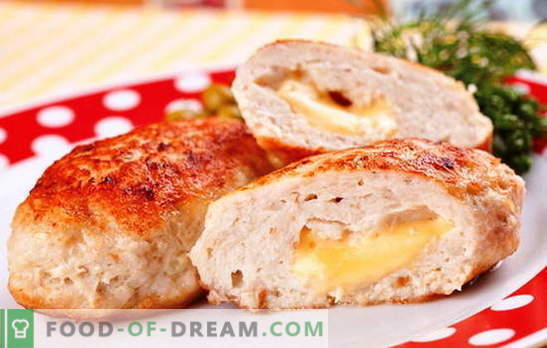 Dos sabores en un plato - chuletas de pollo con queso. Los secretos de la marca de los propietarios: rojizas albóndigas de pollo con queso