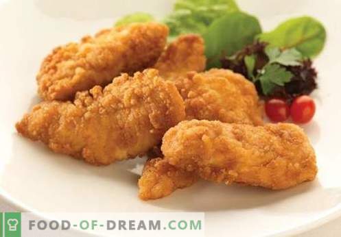 Pollo frito - las mejores recetas. Cómo cocinar correctamente y sabroso pollo en masa.