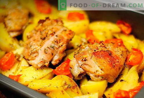 Pollo con patatas en el horno - las mejores recetas. Cómo cocinar de forma adecuada y sabrosa en el horno pollo con papas en el horno.