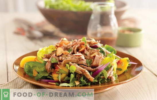 Una simple ensalada con carne es un bocadillo abundante. Cómo cocinar una ensalada sencilla con pollo, cerdo o ternera