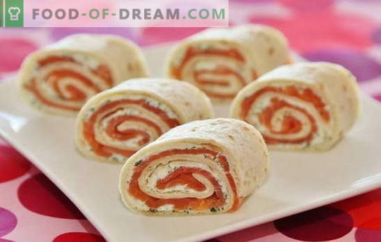 Lavash Roll con salmón es un plato ideal para días festivos y entre semana. Recetas y sutilezas de la creación de un sabroso rollo de pita con salmón