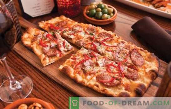 Pizza casera: recetas con chorizo, tomates, champiñones, pollo, pepinos. Una selección de recetas de pizza casera