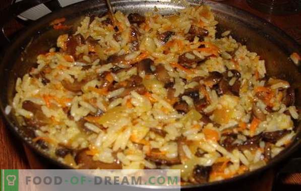 Pilaf vegetariano con champiñones - una receta para pilaf de vegetales magros