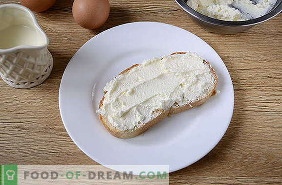 Croutons con queso cottage: ¡un enfoque creativo para el desayuno! Una versión rápida de una rosquilla de queso cottage o una tarta de queso: crutones fritos con queso cottage