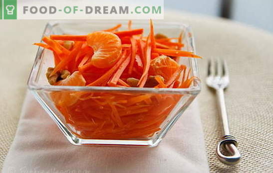 Ensaladas de zanahoria - recetas sencillas para bocadillos soleados! Ensaladas de zanahoria simples con carne, manzanas, nueces, verduras