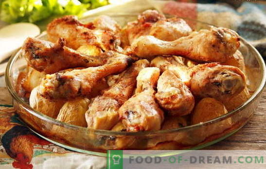 Muslos de pollo con papas en el horno - recetas favoritas. Cocinando muslos de pollo con papas en el horno de diferentes maneras