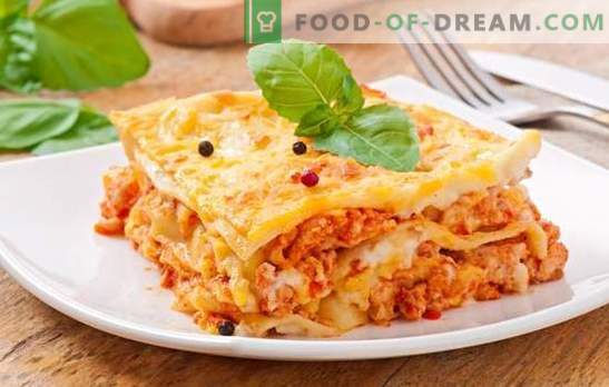 Lasaña boloñesa - ¡la cena será italiana! Recetas populares que alimentan la lasaña 