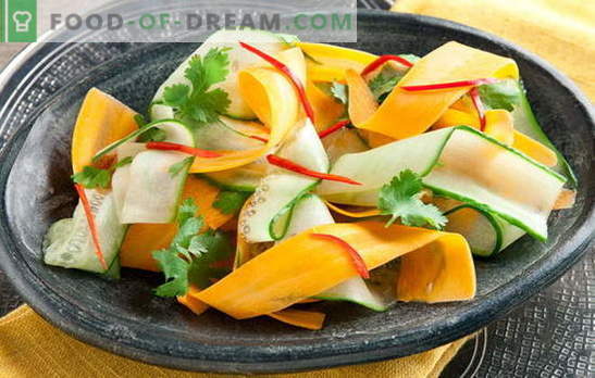Ensalada con pepino y zanahorias - frescura en cada cuchara. Las mejores recetas para ensaladas con pepino y zanahorias: sencillas, dietéticas