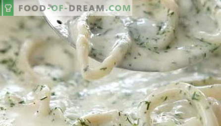 Calamares en crema agria - las mejores recetas. Cómo cocinar correctamente y sabroso los calamares en crema agria.