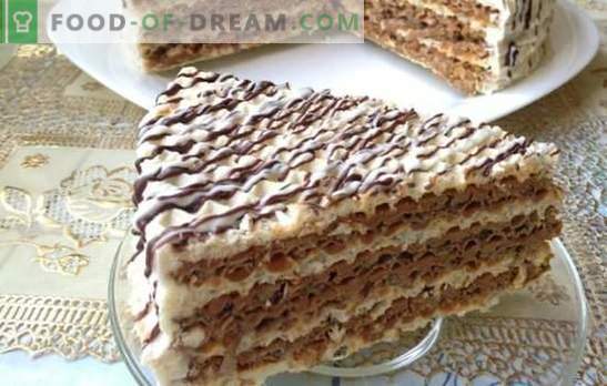 La torta de la oblea es simple y de buen gusto! Tortas de pastel de obleas rápidas con varias cremas