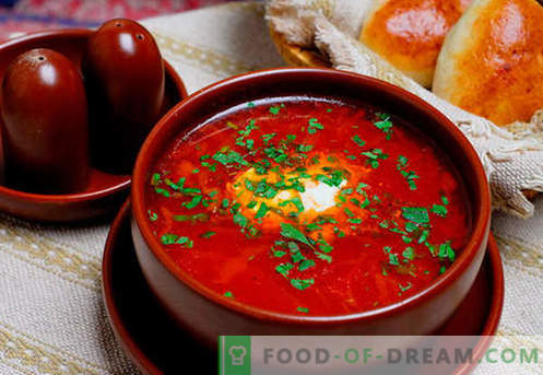 Borsch verde, rojo, magro, ucraniano: las mejores recetas. Cómo cocinar de forma adecuada y sabrosa la sopa con frijoles, champiñones, acedera en una olla de cocción lenta.