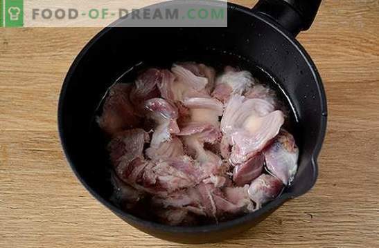 Goulash de ventrículo de pollo: una receta fotográfica paso a paso. Plato para atletas y adelgazar - delicioso goulash de mollejas de pollo