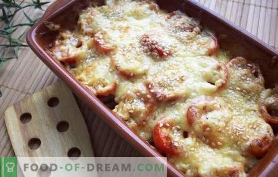 Plato delicado - calabacín con queso en el horno. Calabacín con queso en el horno, con tomates, champiñones o pimienta!