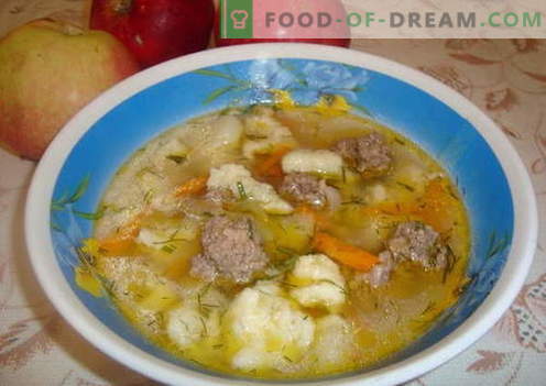Sopa de bolas de masa hervida - las mejores recetas. Cómo cocinar correctamente y sabrosa la sopa con albóndigas.