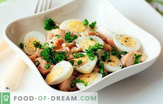 La ensalada de hígado de bacalao con huevo es un bocadillo rápido, sabroso y saludable. Las 10 mejores recetas para la ensalada de hígado de bacalao con huevos
