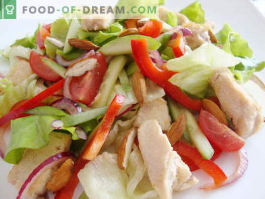 Ensalada de pollo y pepino - las mejores recetas. Cómo preparar correctamente y sabroso preparar una ensalada con pollo y pepinos.