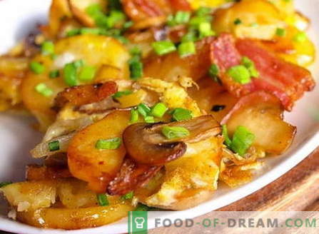 Patatas con setas - las mejores recetas. Cómo cocinar correctamente y sabroso las patatas con champiñones.